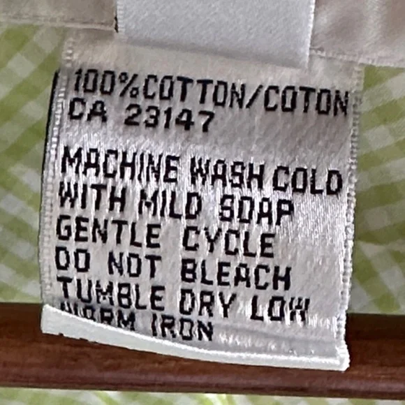 Talbots Light Green Gingham Button Down Shirt - Picture 4 of 8